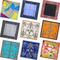 2015 fashion vintage style 100% silk digital print beautiful flower pocket square plain square hijab